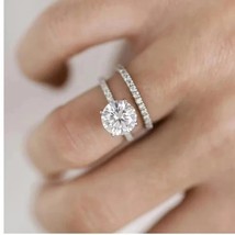 Forever One Moissanite Diamond Ring Set,Round Cut Moissanite Engagement Ring Set - £119.90 GBP