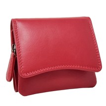 DR412 Women&#39;s Small Trifold Leather Purse Red - £19.37 GBP
