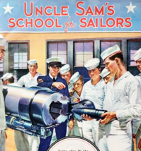 1941 Uncle Sam&#39;s School For Sailors Advertisement WW2 Lithograph Navy DWF23 - $31.50
