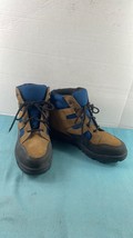 Lands End Mens Shoes Brown Blue 9.5 D Leather Hiking Trail Ankle Combat ... - $49.32