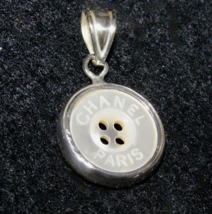 CHANEL VINT. SINGLE BUTTON “CHANEL PARIS” WHITE MOTHER OF PEARL+STERLING... - $19.80