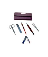 Vintage 1980&#39;s Manicure Pedicure 6 Pc. Travel Set Velvet Lined Roll Up Case - $246.13 MXN