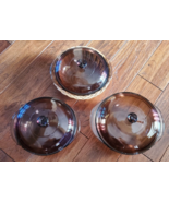 Vtg Pyrex Amber 7pc Casserole Dishes 2-1.5 Qt &amp; 1-2.5Qt W/Lids and 1 Basket - $752.50 MXN