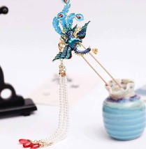 Chinese Hair Stick Set Phoenix Headpiece Accessories Crystal Long Metal ... - $25.73