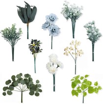 Artificial Flowers and Greenery Stems 71 pcs with 10 Kinds of Fake Greenery Plan - £36.86 GBP