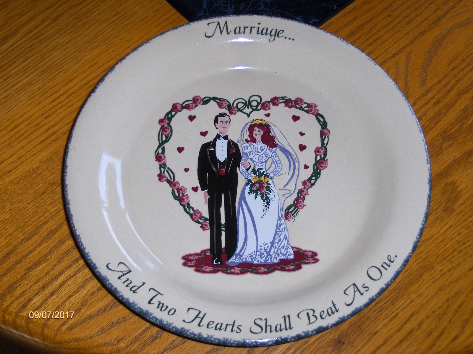 Primary image for Home & Garden Party 2000 Marriage And Two Hearts Shall Beat As One Pie Dish
