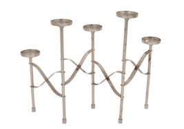 Vintage 70s Mid Century Modern MCM Steel 5 Piece Rotating Candle Holder Silver - £76.85 GBP