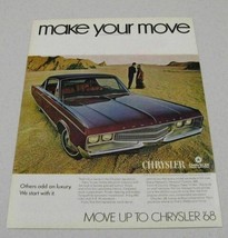 1967 Print Ad The 1968 Chrysler New Yorker 2-Door Make Your Move - $13.99