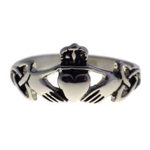 Trinity Knot Claddagh Ring Stainless Steel Triquetra Celtic Wedding Band - £11.98 GBP