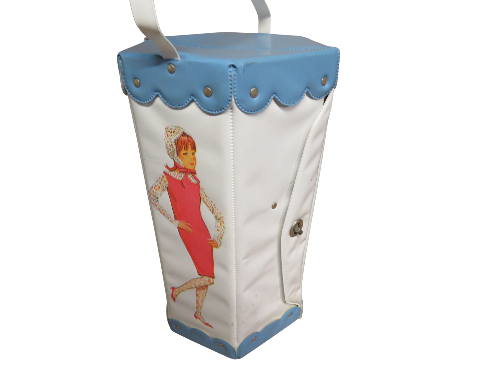 Vintage 1965 Mattel Hexagon Barbie Francie Case Blue White Item image 3