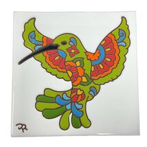 Talavera Hummingbird 6X6 White Hand Glazed Decorative Tile or Kitchen Tr... - $35.98