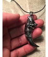 Vintage Silver Stainless Steel Dragon Fang Amulet Pendant Necklace - £35.49 GBP