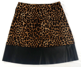 MICHAEL Michael Kors Cheetah Print &amp; Faux Leather A-line Skirt Womens Sm... - £26.74 GBP