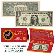 2026 STAR NOTE Lunar Year of the HORSE Lucky Money $1 Bill w/ Red Folder - $13.95