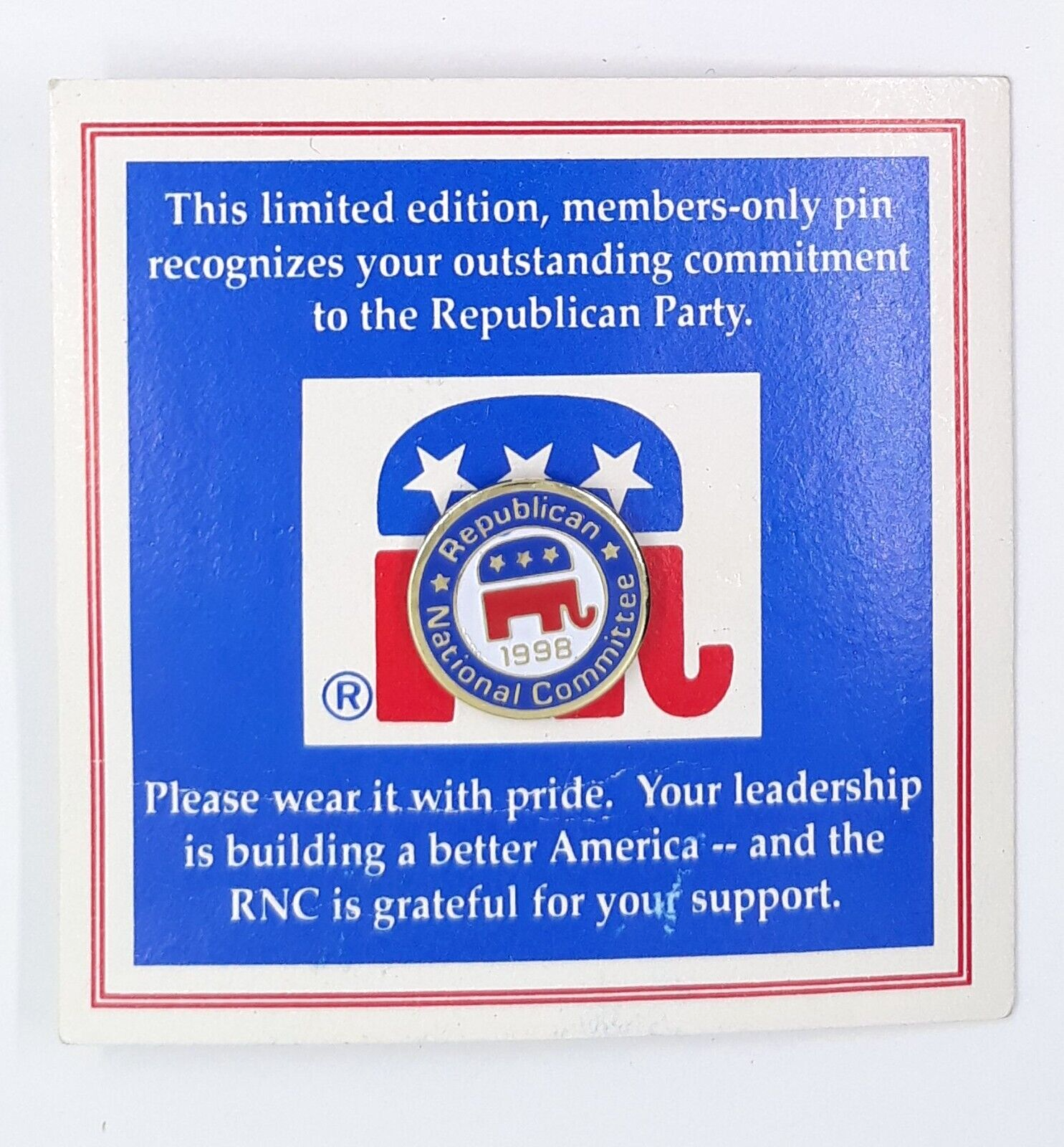 1998 Republican National Committee Members Only Lapel Pin Republican Party - $6.99