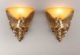 interoknack European Gold Pegasus Wall Lamp Pair, Winged Horse Resin &amp; G... - $7,375.38 MXN