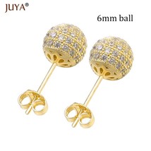 Juya New Fashion Ball Stud Earrings 6mm/8mm/10mm Cubic Zirconia Rhinestone Earri - £10.53 GBP