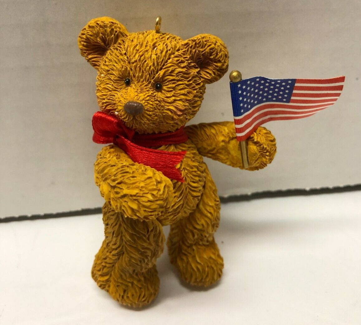 American Flag Jointed Teddy Bear USA Ornament - $4.95