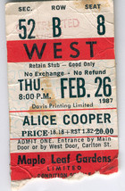 Alice Cooper 1987 Vintage Ticket Stub Toronto Maple Leaf Gardens Classic Red Sea - £11.75 GBP