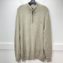 American Eagle Sweater Mens XXL Neutral Taupe 1/4 Zip Pullover Long Slee... - $17.59