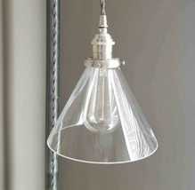 7&quot; Glass Cone Shade, 2.25 inch fitter size- Pendant lamp shade, vintage lighting - £14.51 GBP