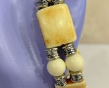 VTG Bovine Bone and Beads Ethnic Stretch Bangle Bracelet Handmade - $29.95