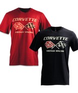 C3 Corvette Cross Flags Vintage Style Racing T-Shirt - Red Only - £23.59 GBP