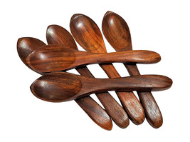 Wooden Spoons Mini Nature Wooden Spoons Mini Tasting Spoons Condiments 6Pcs - £8.68 GBP