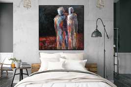 Large Abstract Couple Humans Paintings on Canvas Art Textured Art | REND... - £412.05 GBP