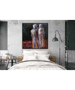 Large Abstract Couple Humans Paintings on Canvas Art Textured Art | REND... - £417.57 GBP