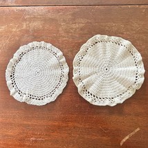Set of 2 Vintage Doilies 6.5 in and 6 in Ivory Crochet - £13.45 GBP