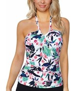 NWT LEILANI 10 tankini swimsuit top convertible bandeau tropical tummy t... - $62.46 CAD
