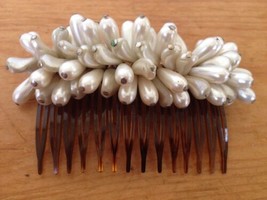 Vtg Kirks Folly Faux Pearl Tortoise Shell Wedding Bridal Comb Veil Hairp... - £21.54 GBP