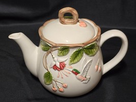 Vintage OTAGIRI Enameled 2 Quart Teapot Asian Hummingbird Pattern - NO CRAZING - £23.30 GBP