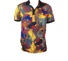 Mens PLATINI Sports Polo Shirt With Rhine Stones Fancy Chains DPP8238 Black - £39.95 GBP