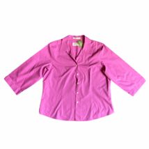 NEW Orvis Collared Shirt Blouse Womens 14 Pink Button Down 3/4 Sleeves Boxy - £14.66 GBP