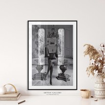 Iconic Nude Woman Reading Newspaper | Glam Girl Print | Black and White Photogra - £19.14 GBP