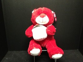 Red &amp; Pink Valentines Bear Red Bear with Cupcake Plush Stuff Animal ~11&quot; - £6.01 GBP
