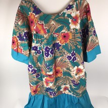 Vintage Dress Handmade Floral Mumu House Plus Sz XL Boho side pockets - £31.09 GBP