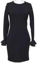 LANVIN Black Dress Long Sleeve Ruffled Sleeve Zipper Sz 40 Summer 2015 - £492.46 GBP