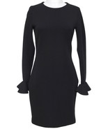 LANVIN Black Dress Long Sleeve Ruffled Sleeve Zipper Sz 40 Summer 2015 - £491.79 GBP