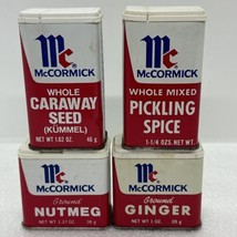 Vintage Lot Of 4 Metal McCormick SPICE TINS 1970’s Pickling Nutmeg Ginger - £13.99 GBP