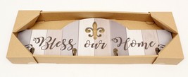 Wall Plaque Sign With Key Hooks 19 X 6 Bless Our Home New Fleur de Lis - £9.76 GBP