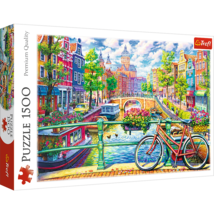 1500 Piece Jigsaw Puzzles, Amsterdam Canal, Colorful Puzzle of the Nethe... - $22.99