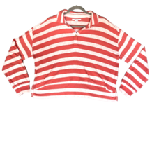 ONEILL Sweater Womens Small Dark Peach Stripe Lightweight Cropped LS Rugby Polo - £11.62 GBP