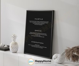 Hustle Grind Execution Definition Wall Art Motivational Poster Wall Decor -P990 - £19.63 GBP+