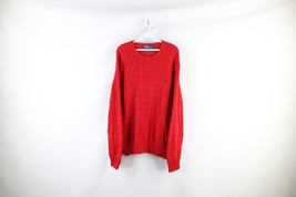 Vintage 90s Ralph Lauren Mens Size XL Cotton Cable Knit Crewneck Sweater Red - £47.33 GBP