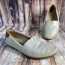 Clarks DANELLY SKY Womens Size 10 Metallic Tan Canvas Loafers Shoes Ball... - $33.24