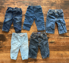 5 pc LOT 6-9 Month Blue Denim Jeans Pants Clothing - Garanimals, Old Navy - $21.73