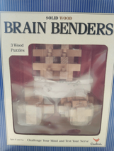 OPEN BOX Cardinal Wood Brain Benders 3-D 3 Puzzles Learning Brain Teaser - £10.10 GBP
